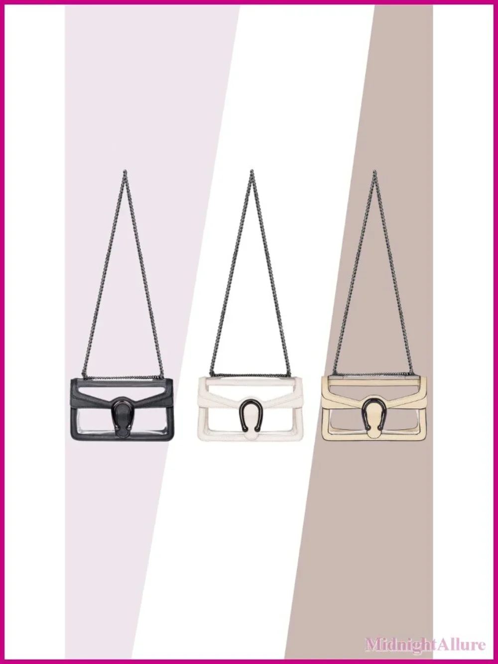 Clear PVC Stadium Approved Hobo Handbag Chain Strap Vegan Leather